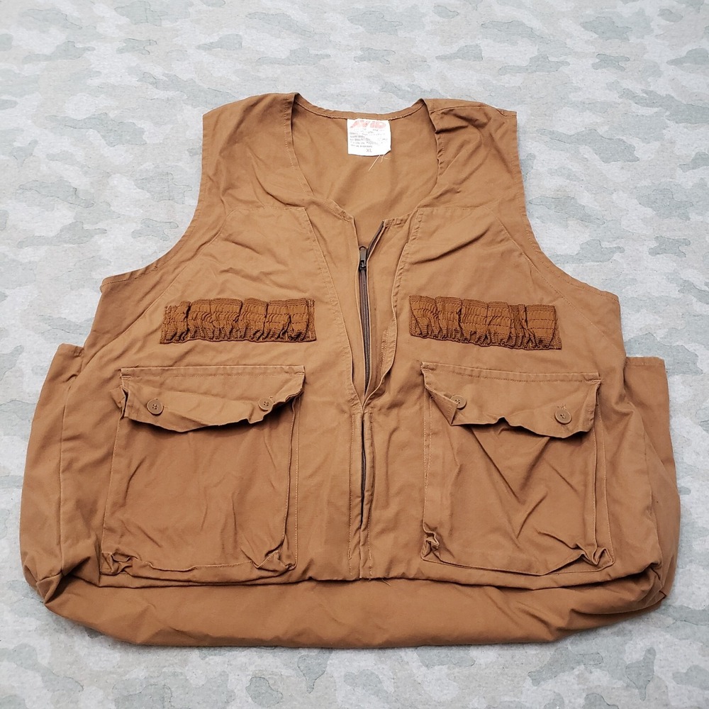 Avid Hunting Vest Mens XL Brown Full Zip Pockets Outdoors Shooting